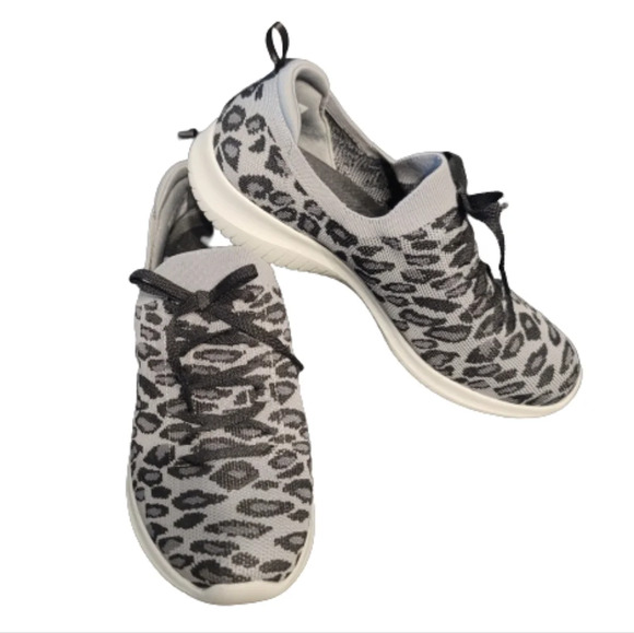 Skechers Ultra Flex Washable Knit Slip-On Sneaker Pop SensatioGrey Leopard 10 W - Picture 4 of 11